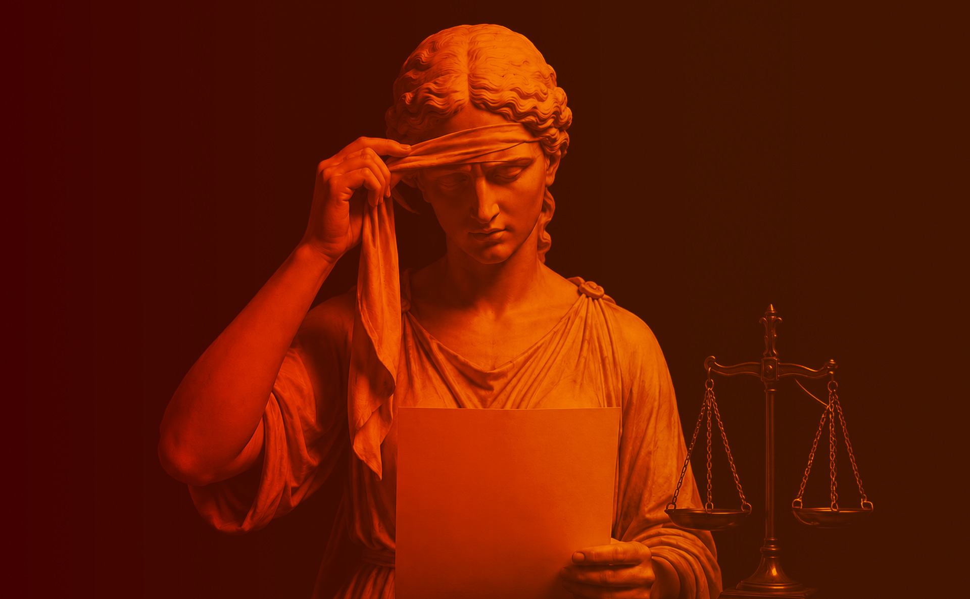 Lady Justice Lifting Her Blindfold